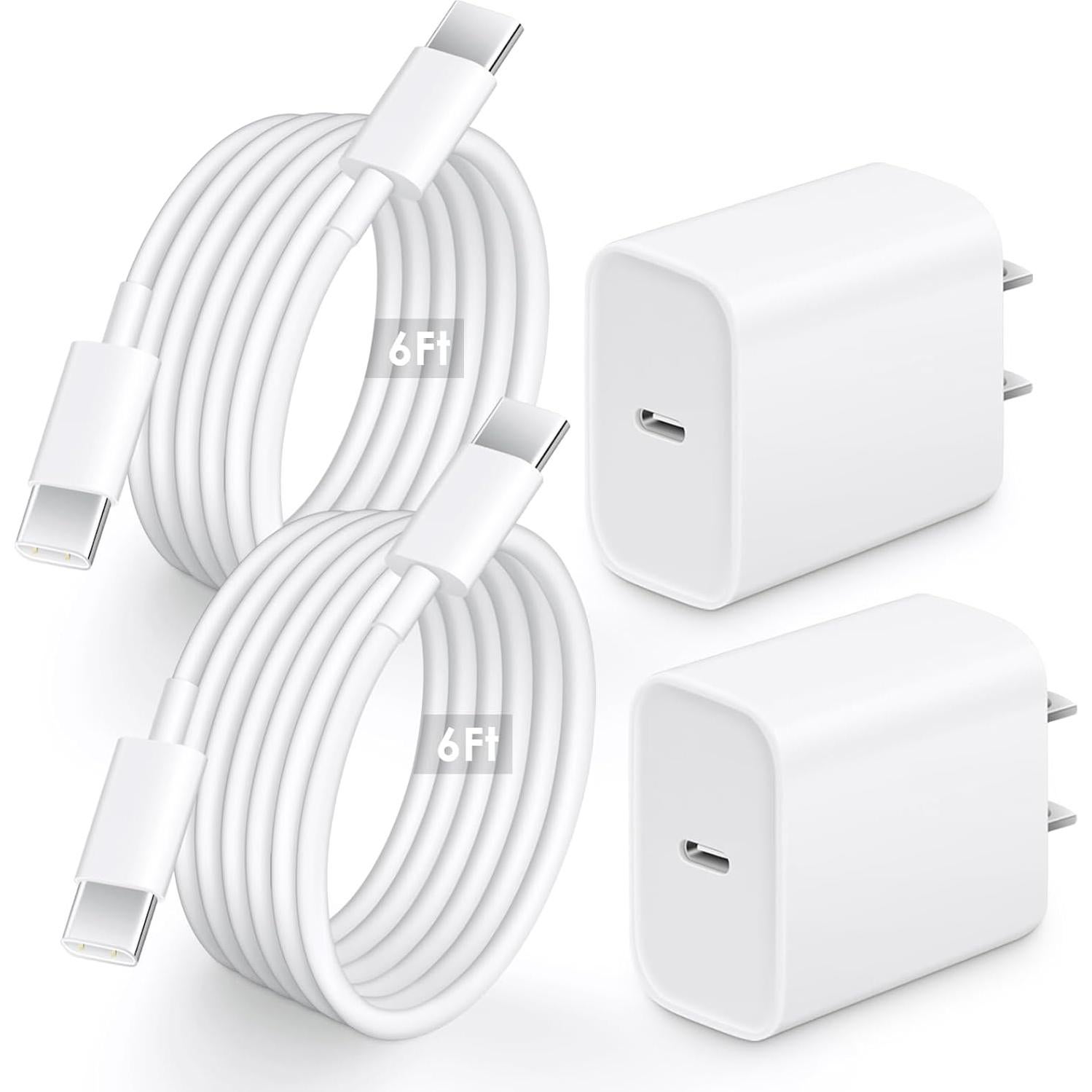Cargador Rápido 20W Tipo C con Cable USB C 6FT para iPhone