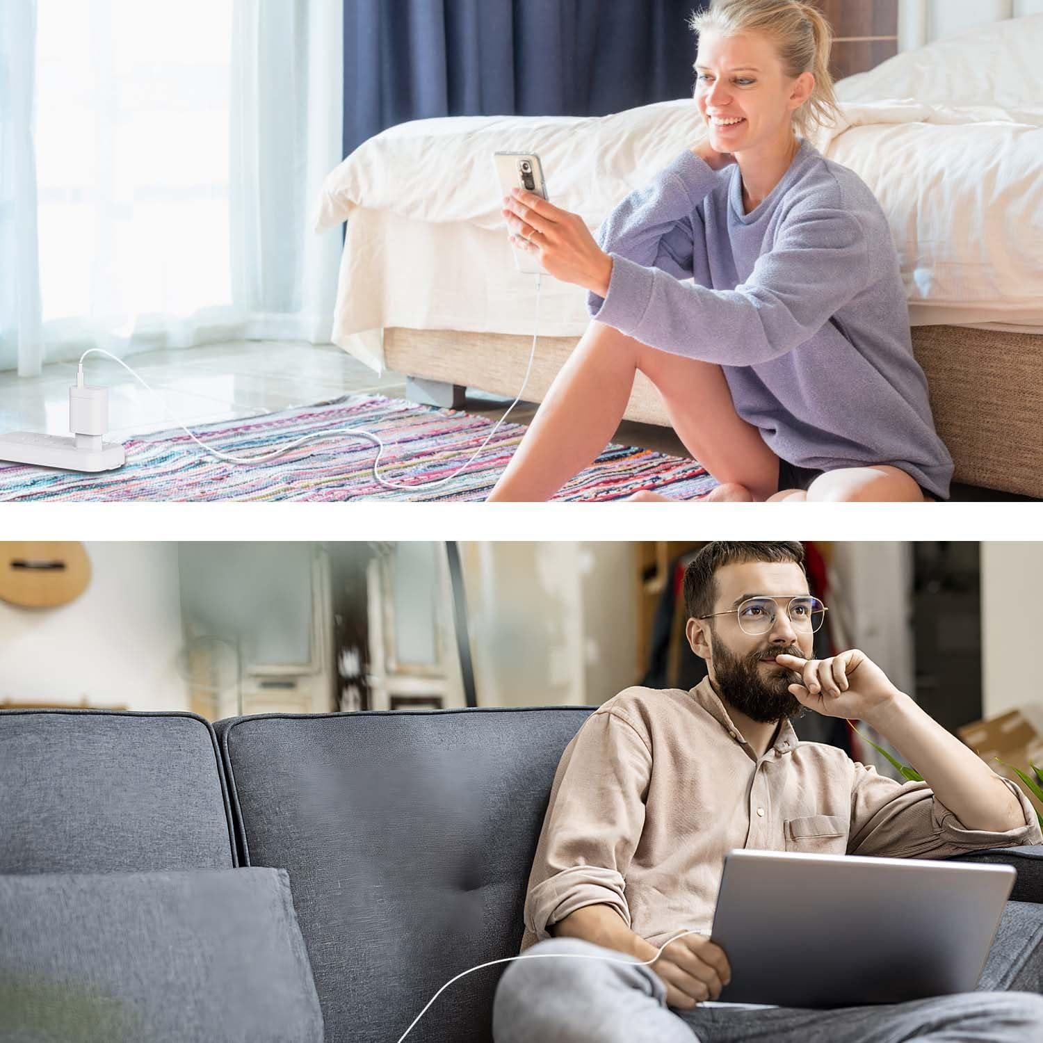 Cargador Rápido 20W USB C Apple + 2 Cables 10FT