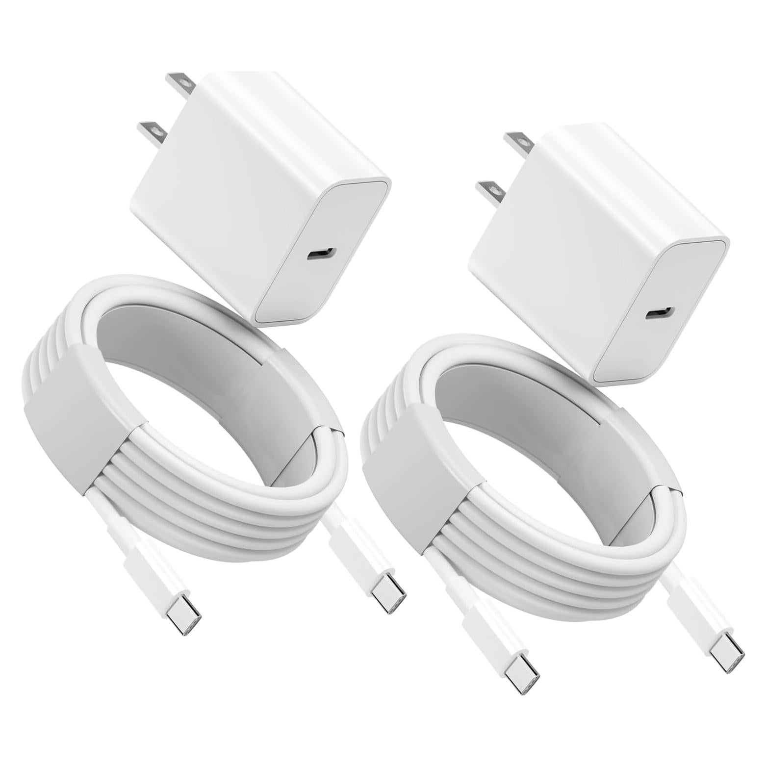 Cargador Rápido 20W USB C a C 10FT 2Pack para iPhone 16 15
