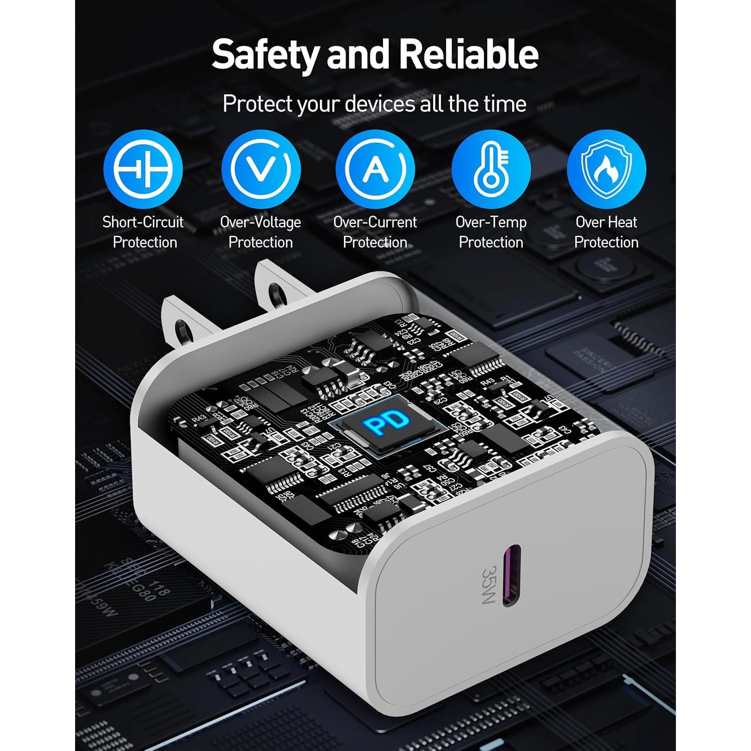 Cargador Rápido USB C 35W para iPad Pro y Air - Blanco