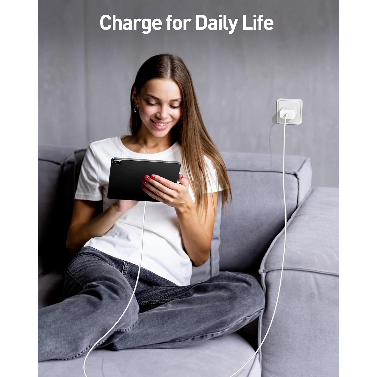 Cargador Rápido USB C 35W para iPad Pro y Air - Blanco