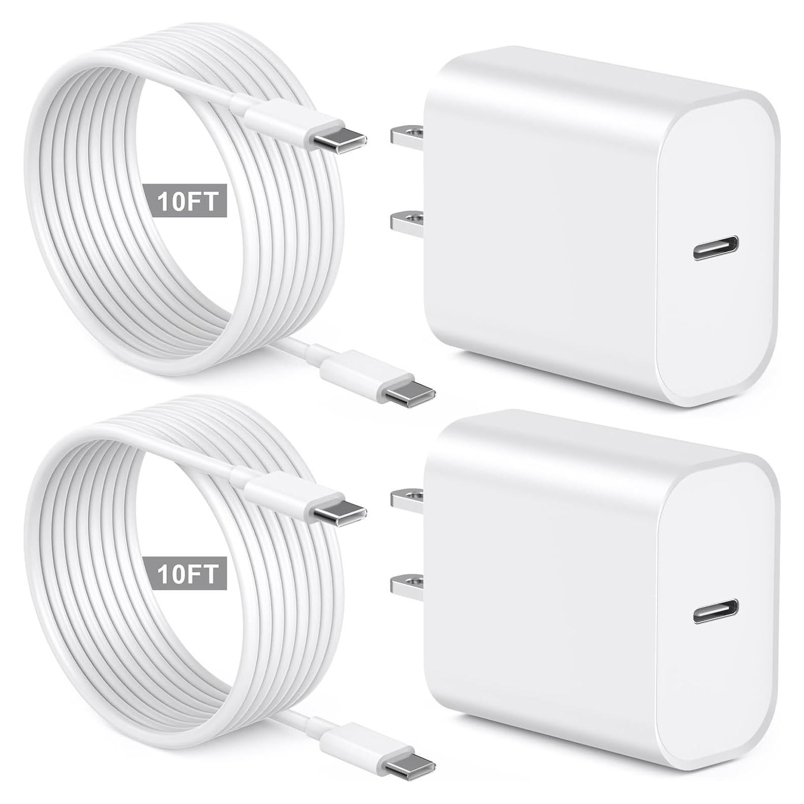 Cargador Rápido USB C 20W Lezaface con Cable 3.05m para iPhone 15/16