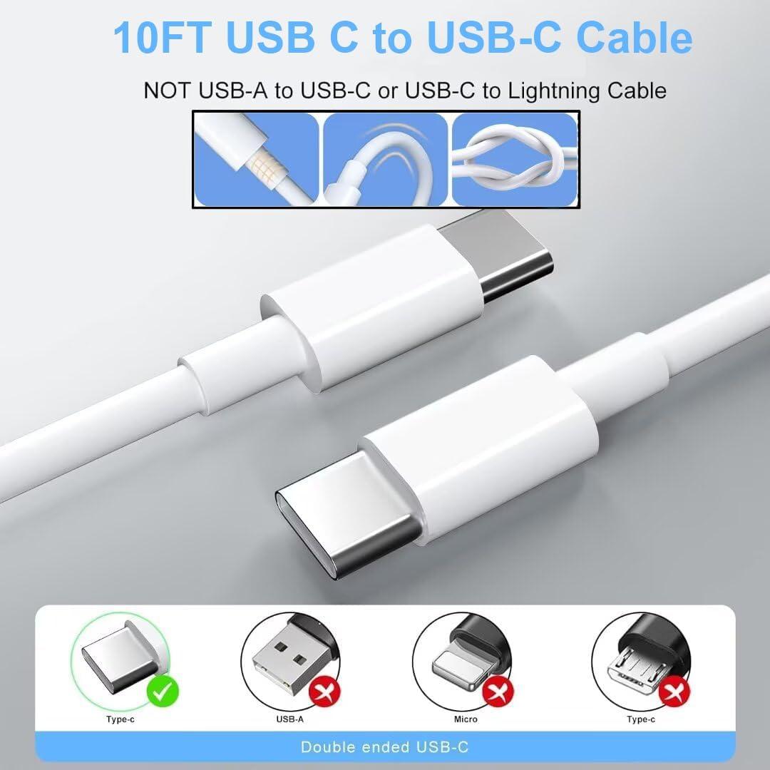 Cargador Rápido USB C 20W Lezaface con Cable 3.05m para iPhone 15/16