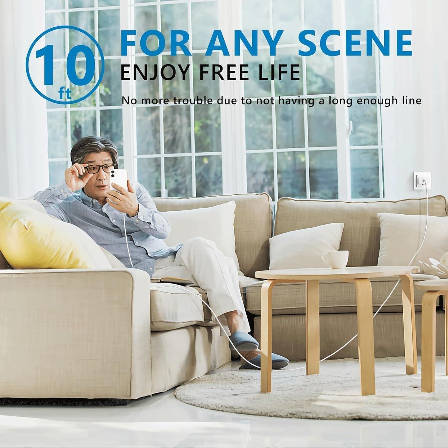 Cargador Rápido USB C 20W Lezaface con Cable 3.05m para iPhone 15/16