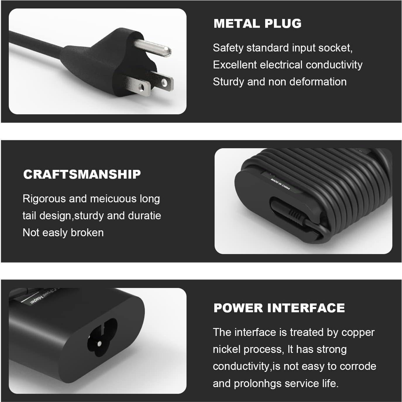 Cargador USB-C YBRUZRUB 65W Compatible con Dell Latitude/XPS