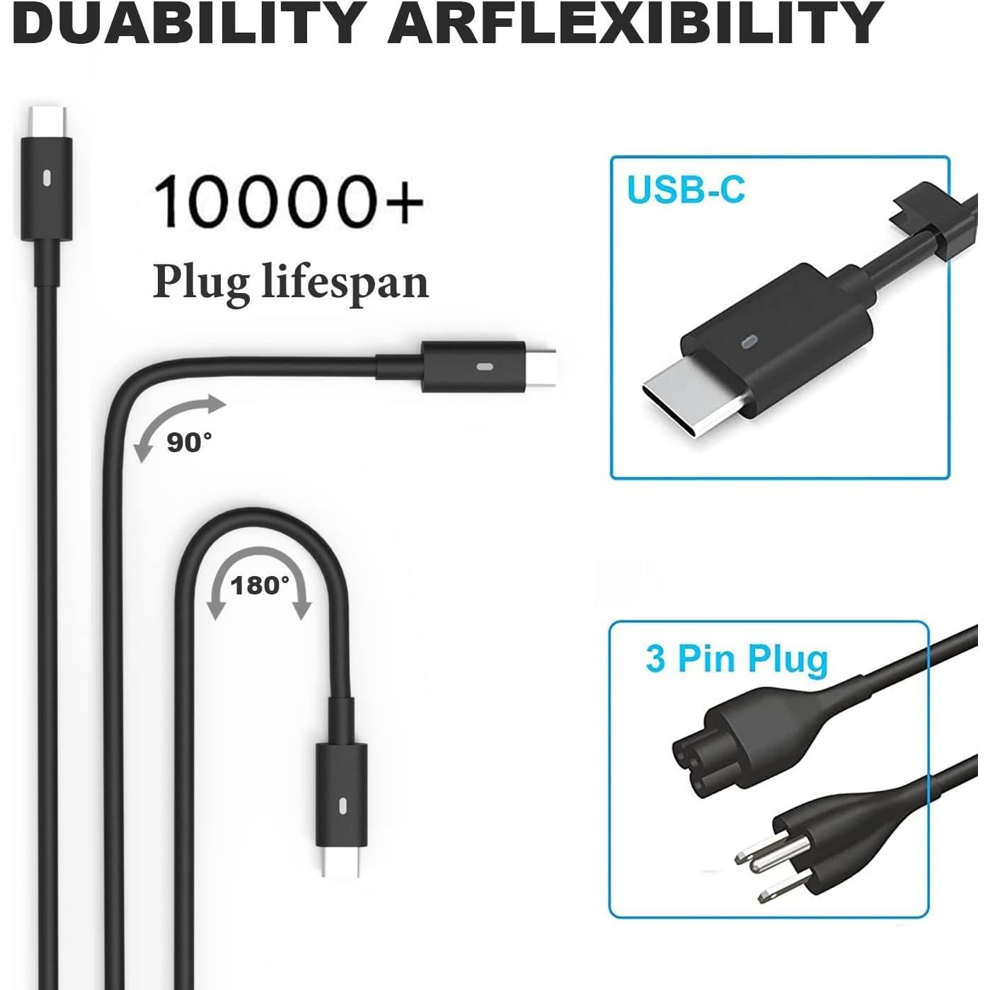 Cargador USB-C YBRUZRUB 65W Compatible con Dell Latitude/XPS
