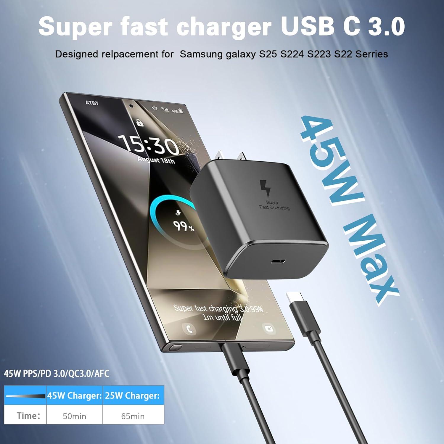 Cargador Rápido 45W USB-C XOUBZ para Samsung Galaxy S25/S24/S23