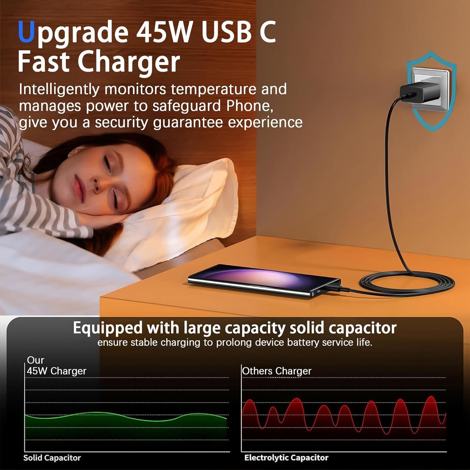 Cargador Rápido 45W USB-C XOUBZ para Samsung Galaxy S25/S24/S23
