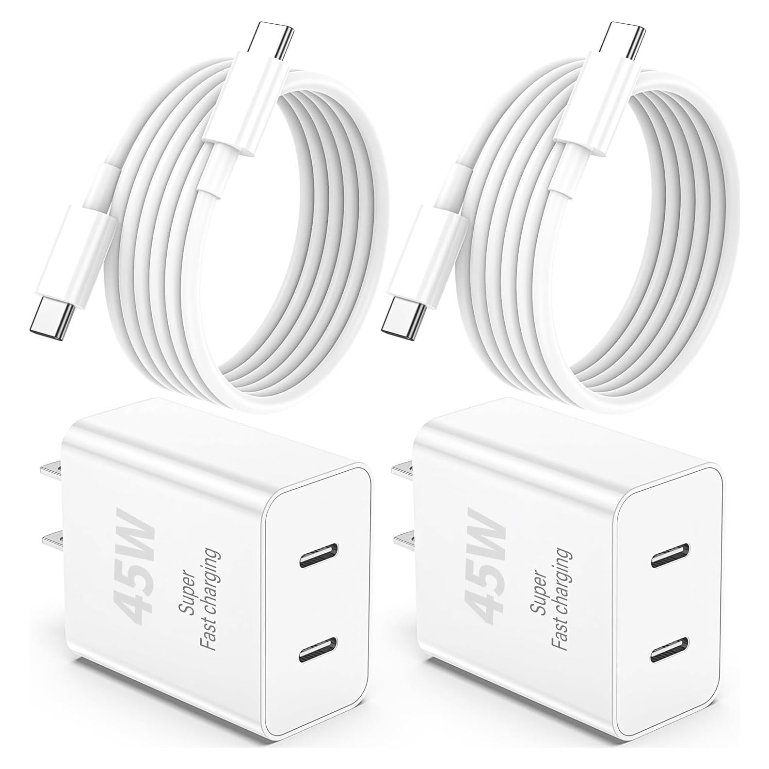 Cargador Rápido Dual USB-C 45W PGQBS para iPhone 16 Pro Max