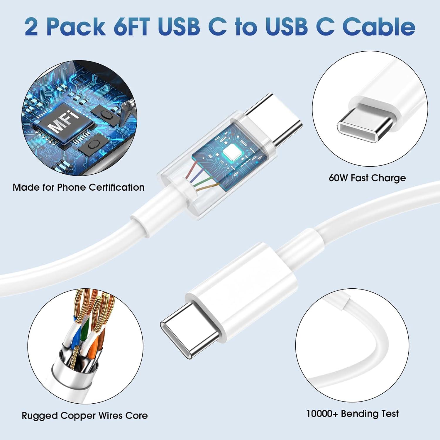 Cargador Rápido Dual USB-C 45W PGQBS para iPhone 16 Pro Max