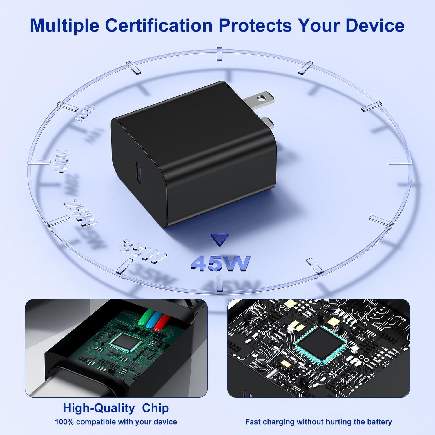 Cargador Rápido 45W Samsung + Cable USB C 3m - 2 Pack