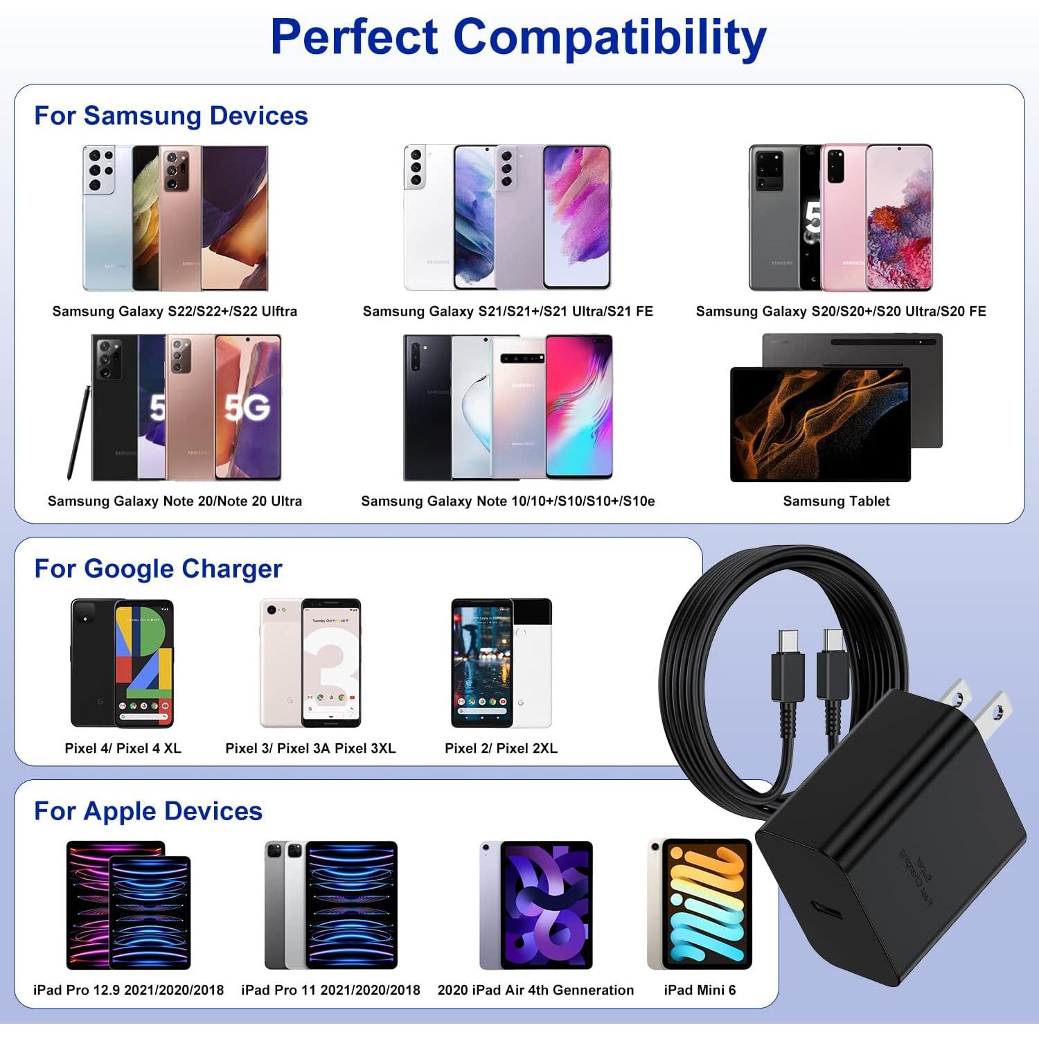 Cargador Rápido 45W Samsung + Cable USB C 3m - 2 Pack