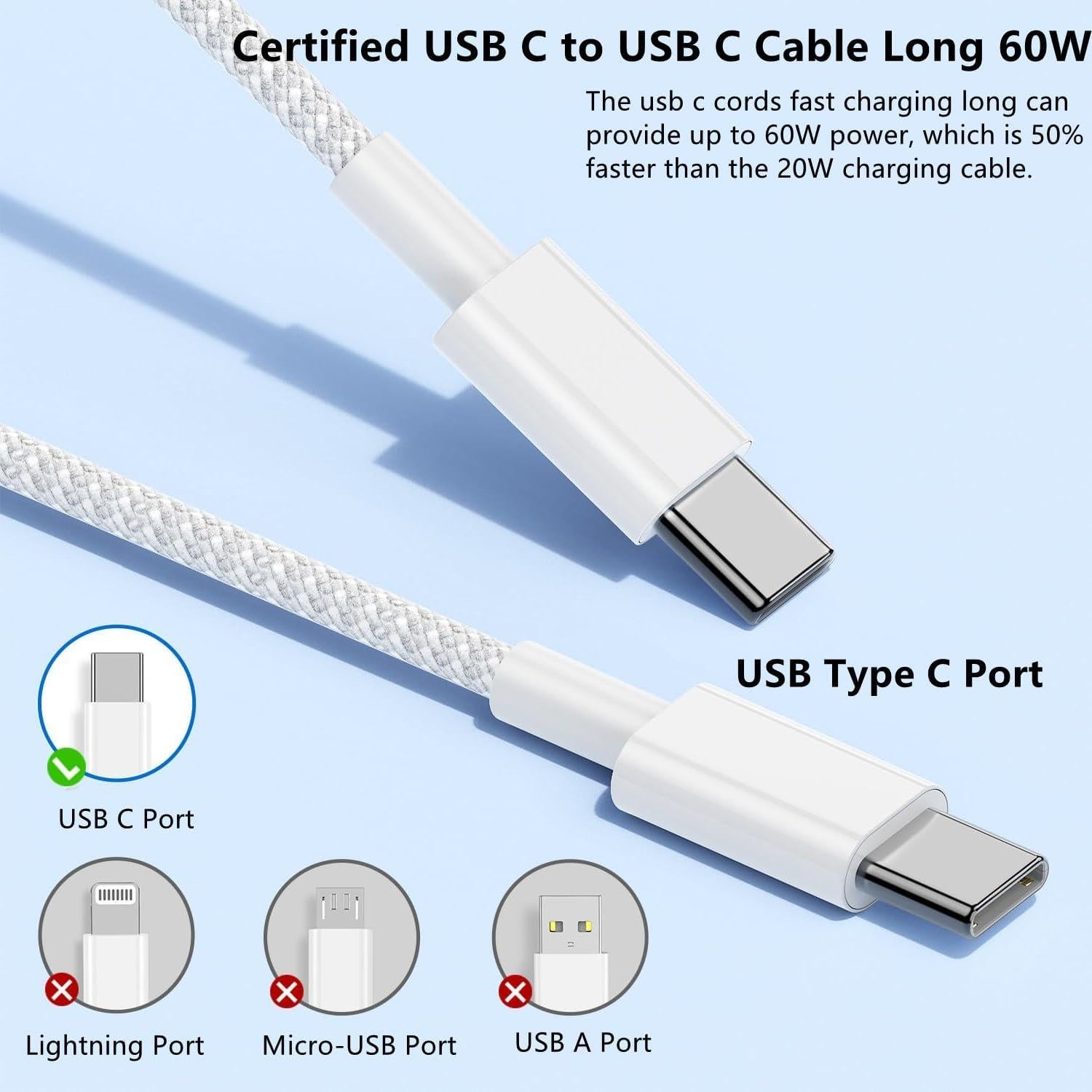 Cable de carga USB C a C 1.83m 60W Cionum para iPhone 16/15