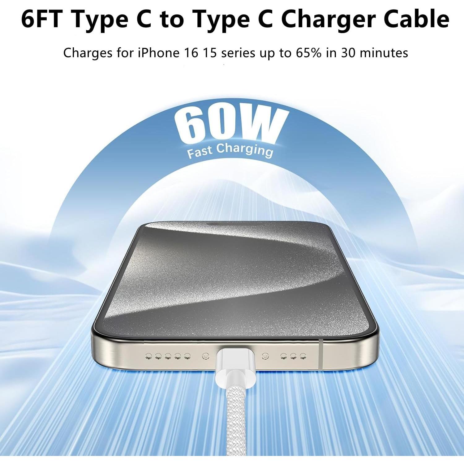 Cable de carga USB C a C 1.83m 60W Cionum para iPhone 16/15