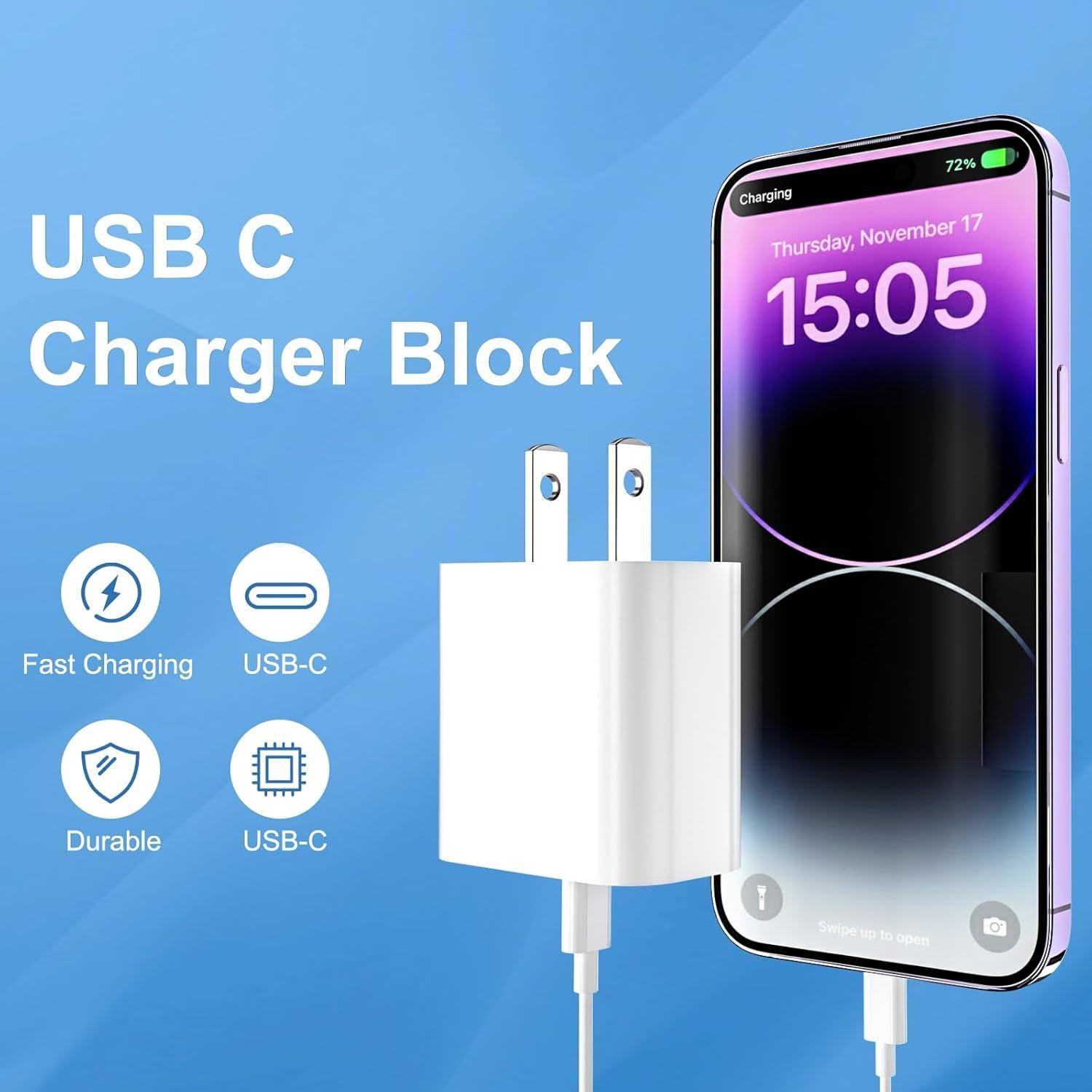 Cargador USB C Rápido 20W PGQBS 2Pack para iPhone y iPad