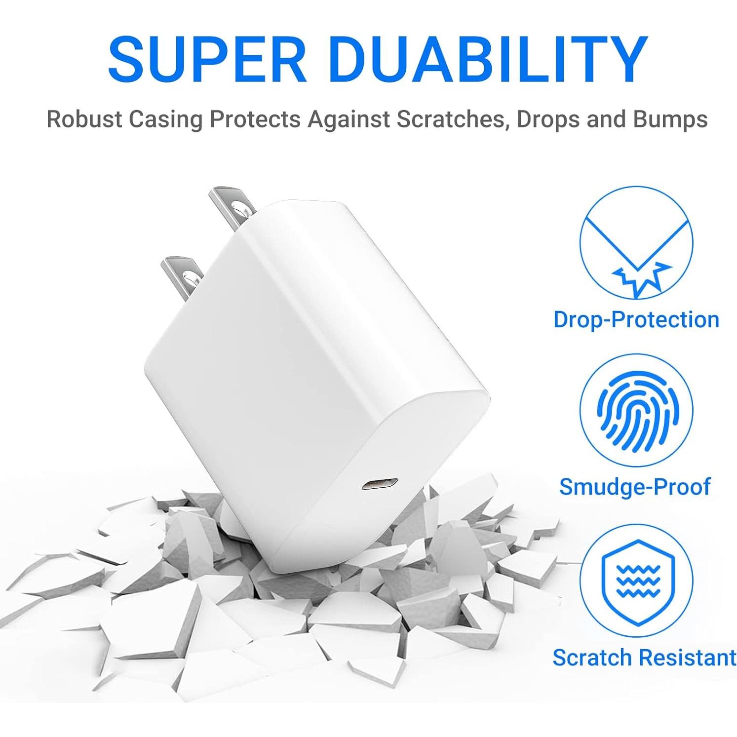 Cargador USB C Rápido 20W PGQBS 2Pack para iPhone y iPad