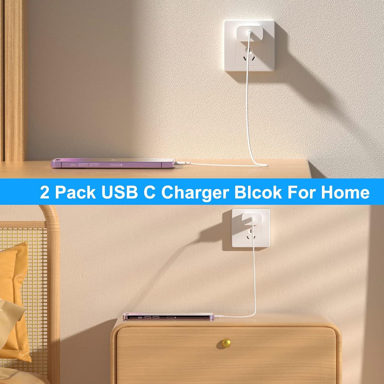 Cargador USB C Rápido 20W PGQBS 2Pack para iPhone y iPad