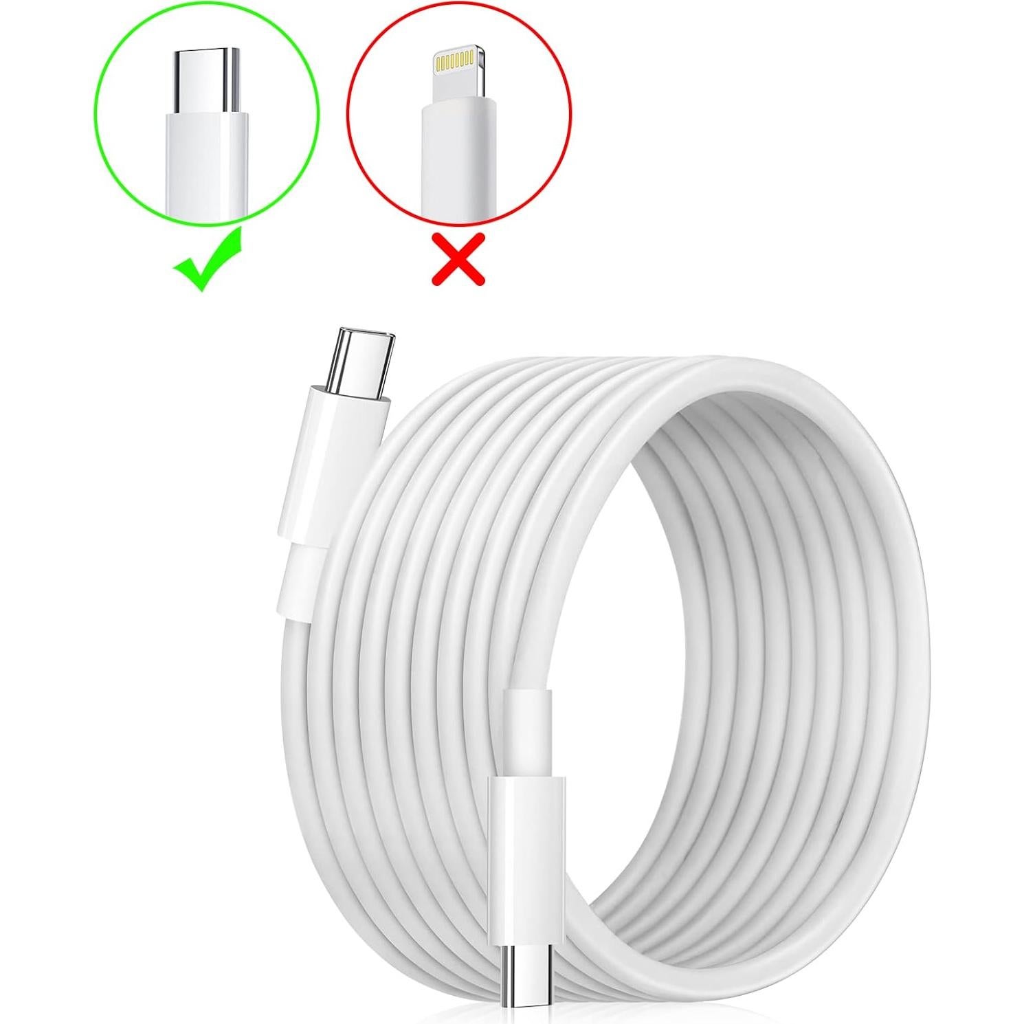 Cargador Rápido USB-C 20W para iPad Pro y iPhone - 2m