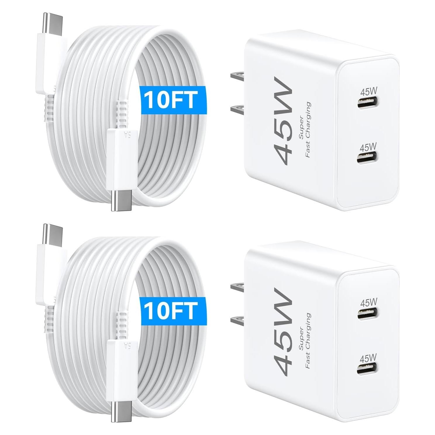 Cargador Rápido Dual USB C 45W para iPhone 16 Pro Max