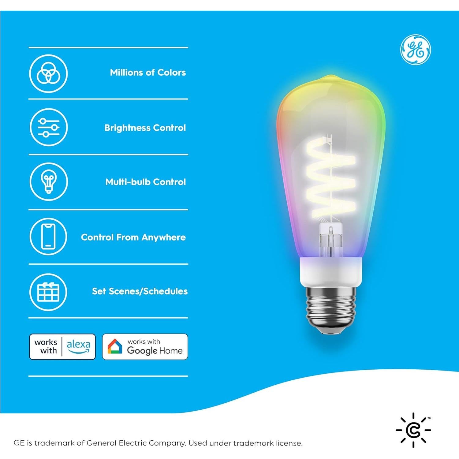 Bombilla LED Inteligente Cync ST19 Edison, 2 Unidades, Color Cambiante