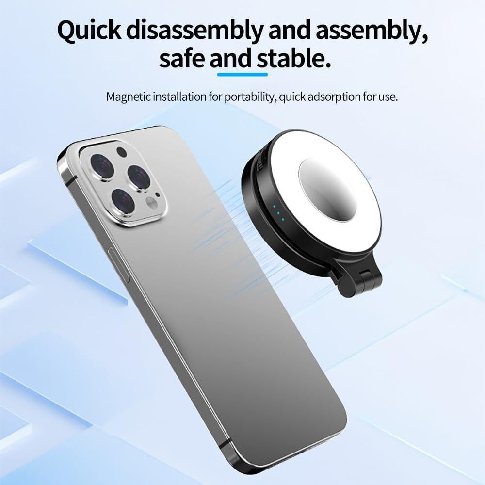 Luz de Selfie Magnética Desiontal con Espejo y Control de Brillo