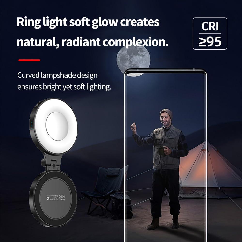 Luz de Selfie Magnética Desiontal con Espejo y Control de Brillo