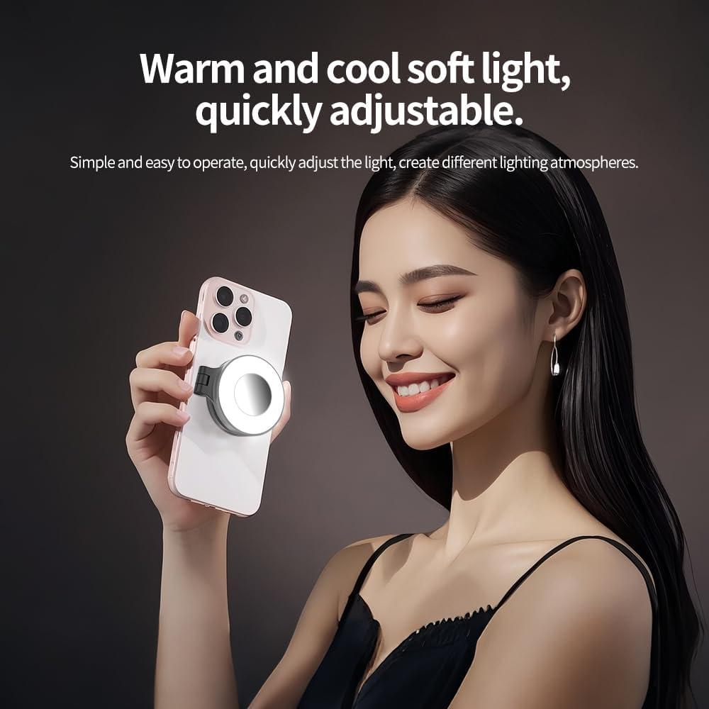 Luz de Selfie Magnética Desiontal con Espejo y Control de Brillo