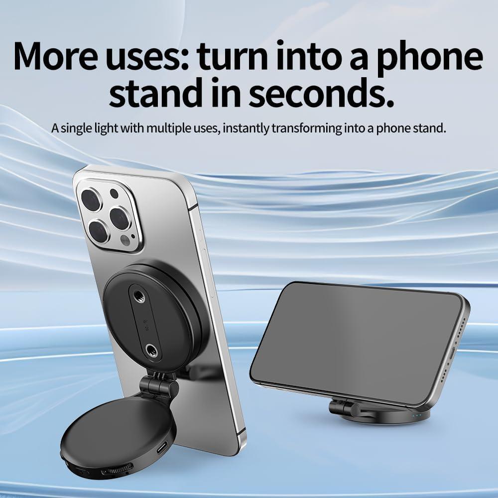 Luz de Selfie Magnética Desiontal con Espejo y Control de Brillo