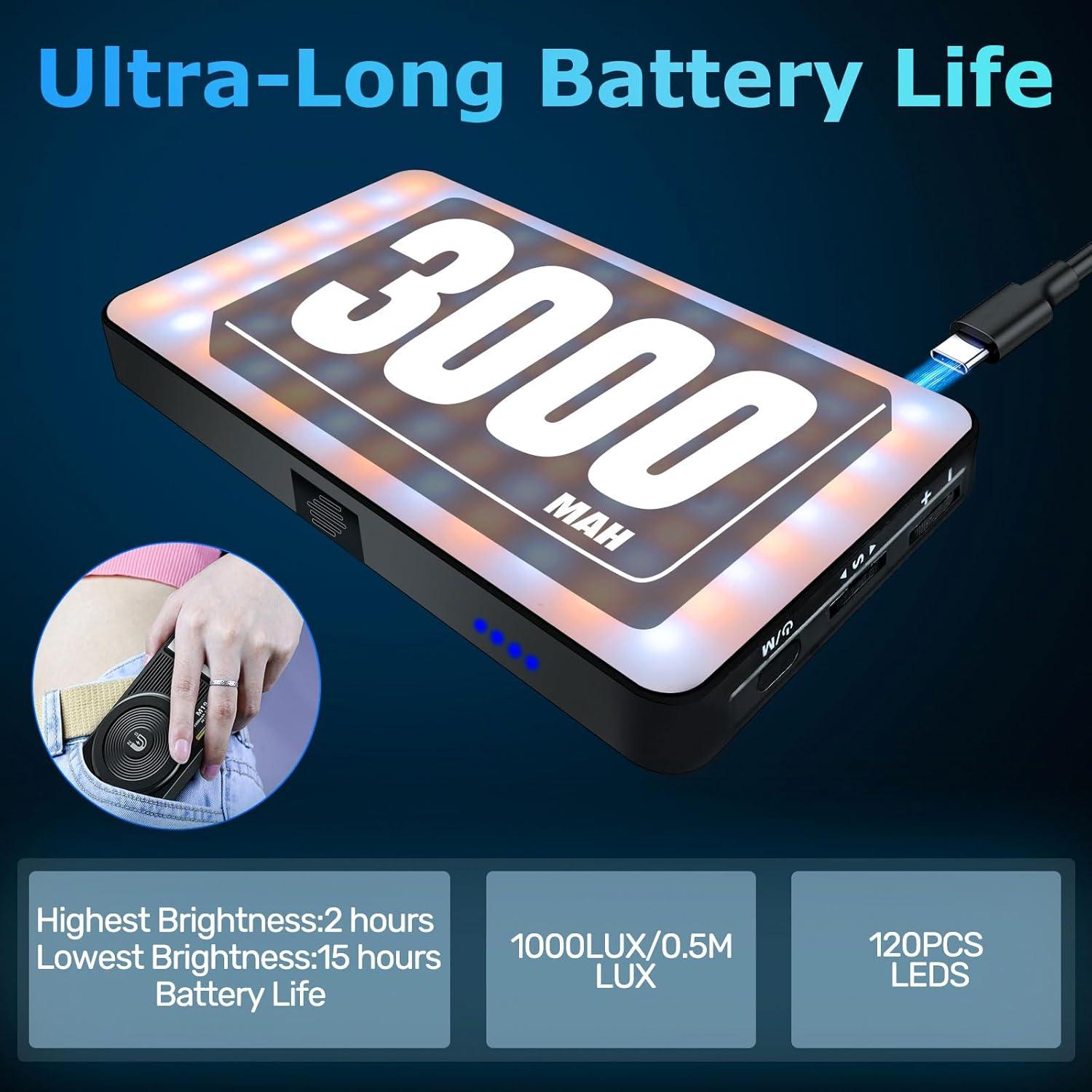 Luz de Selfie LED Magnética Hefrseyo Doble Cara 3000mAh