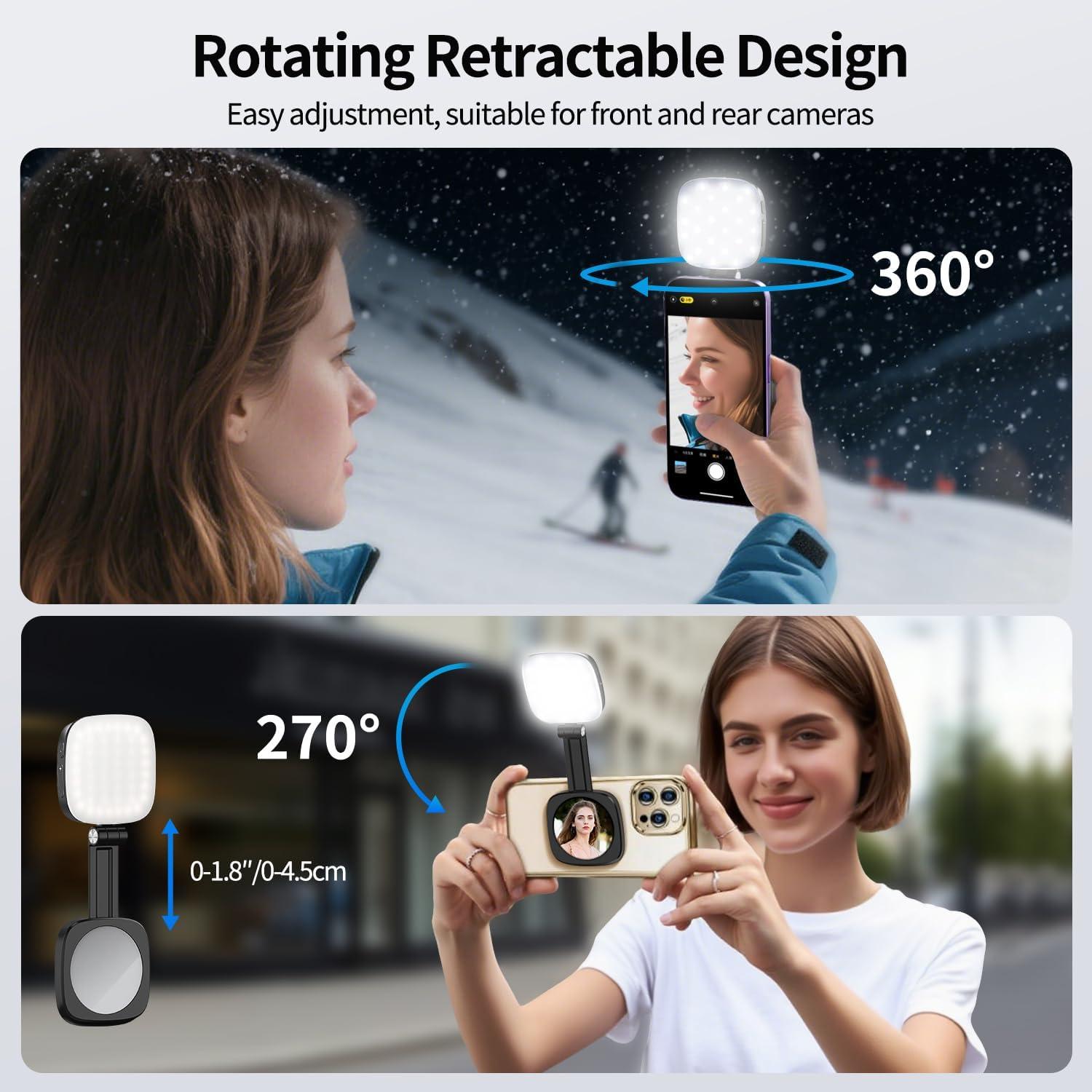 Luz de Selfie Magnética yAyusi para iPhone con Espejo 6x7cm