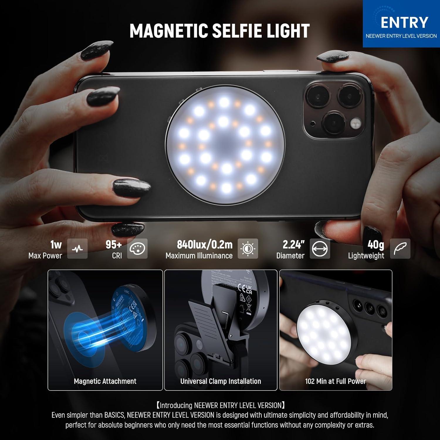 Luz Selfie LED NEEWER NL32R Magnética para iPhone y Laptops