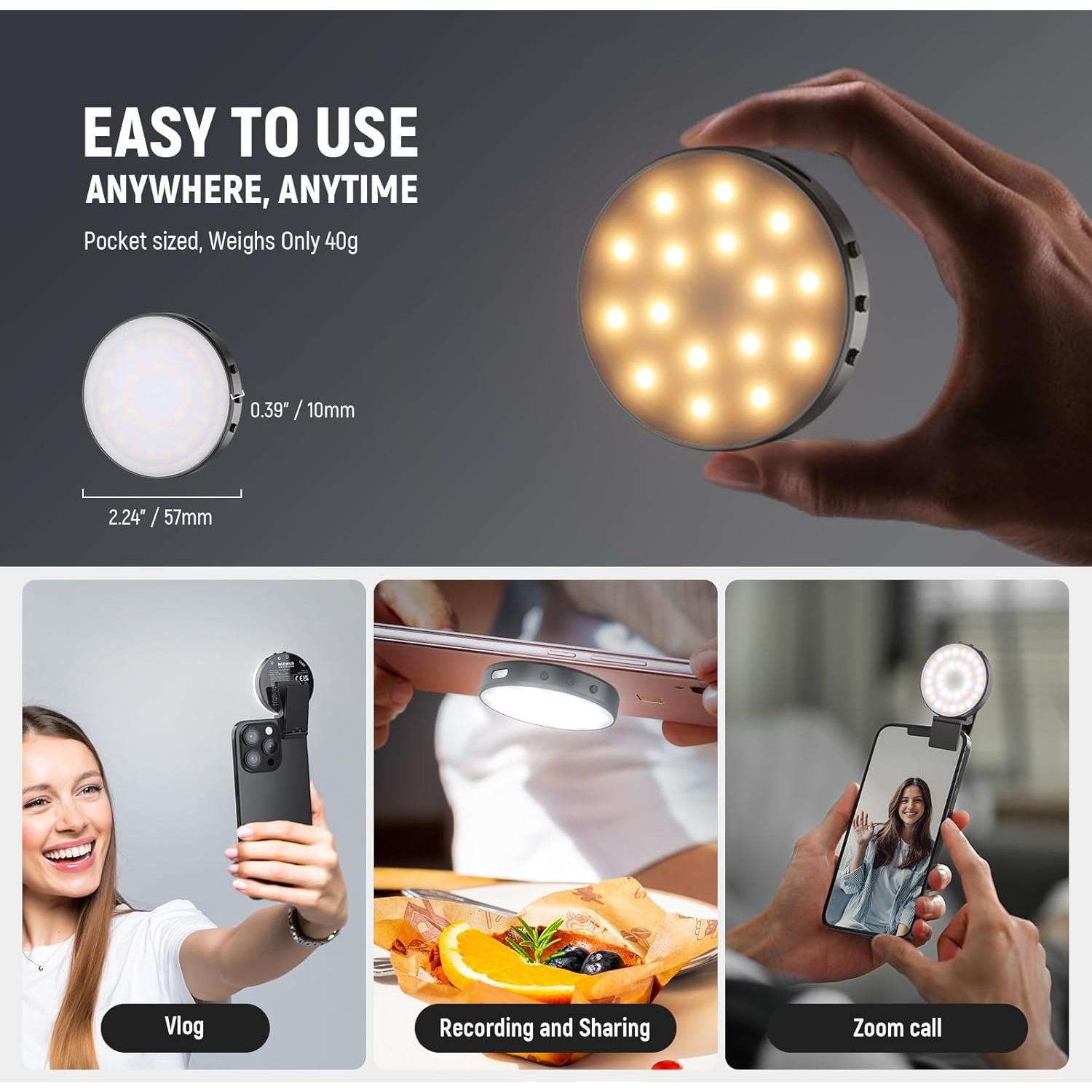 Luz Selfie LED NEEWER NL32R Magnética para iPhone y Laptops