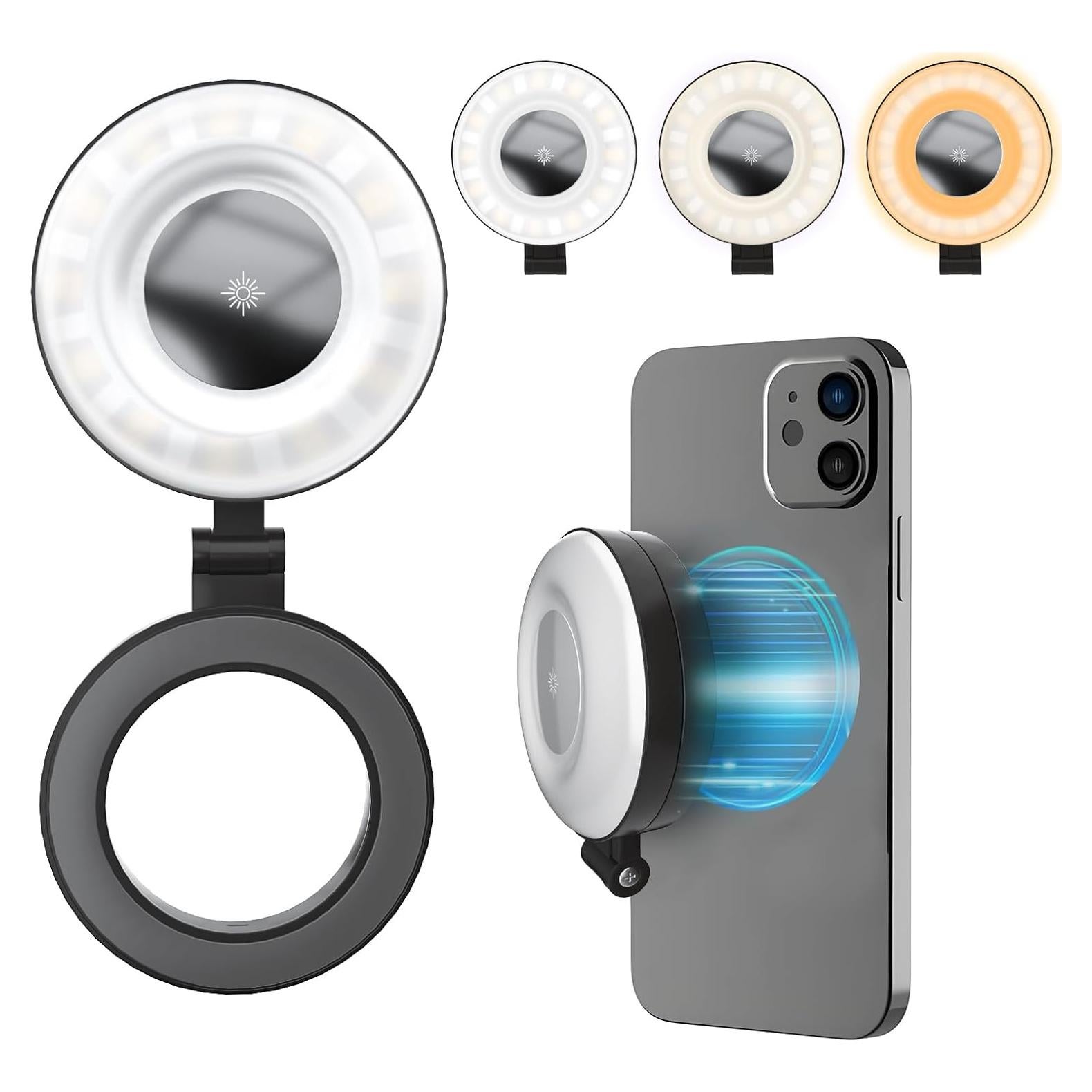 Anillo de Luz de Selfie Magnético SENWOW 3 Modos Ajustables