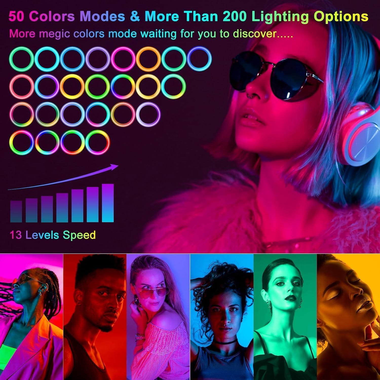 Anillo de Luz Selfie RGB 33 cm WisaKey con Trípode 193 cm