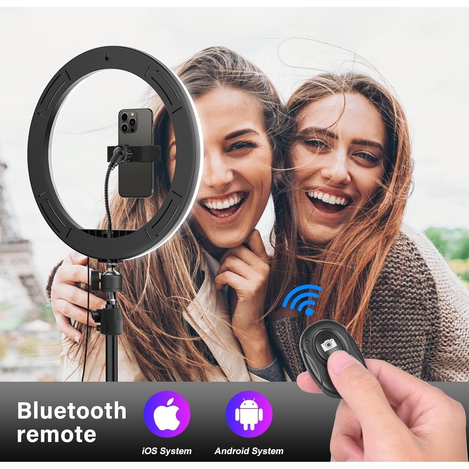 Anillo de Luz Selfie RGB 33 cm WisaKey con Trípode 193 cm