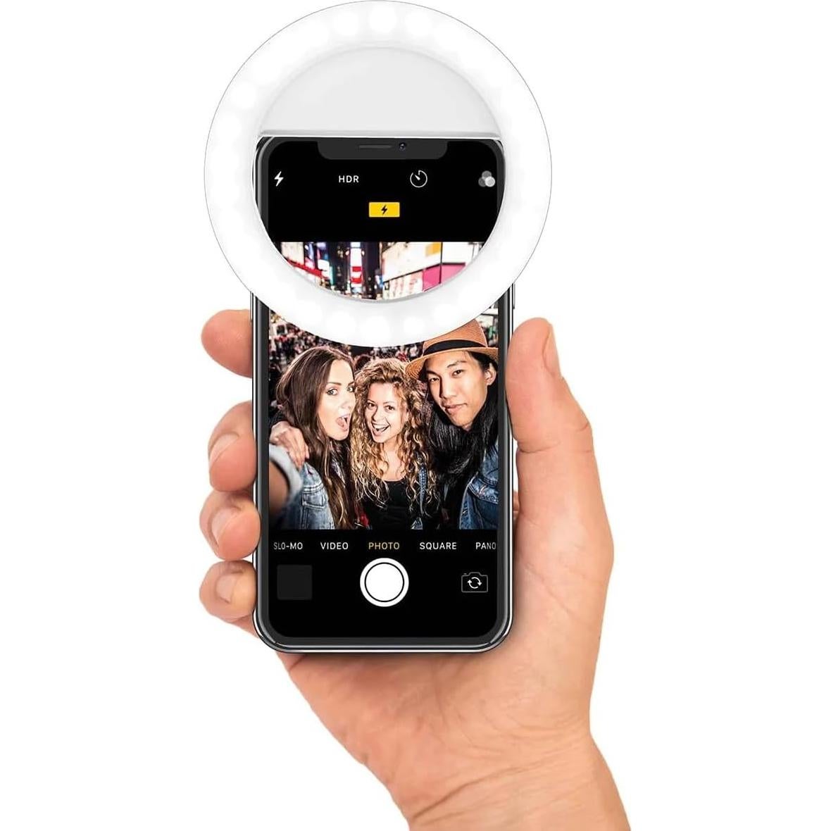 Luz de Anillo Clip-On Bower 36 LED Recargable para Selfies