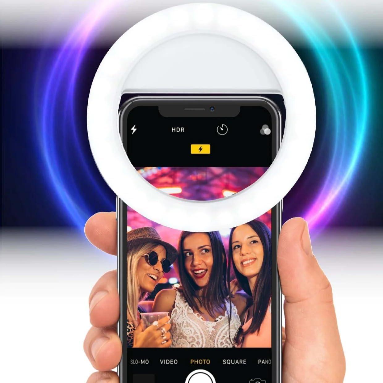 Luz de Anillo Clip-On Bower 36 LED Recargable para Selfies