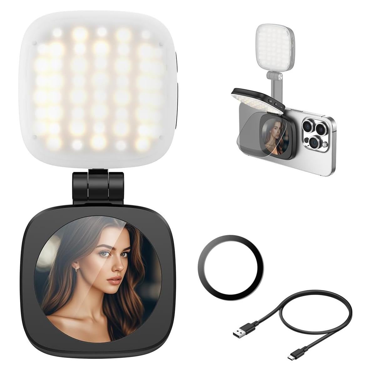 Luz de Selfie Magnética Sanqi Youpin con Espejo y 5 Colores