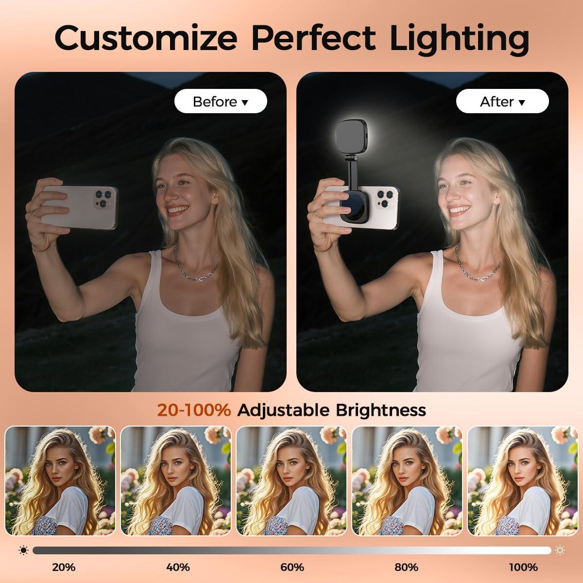 Luz de Selfie Magnética Sanqi Youpin con Espejo y 5 Colores