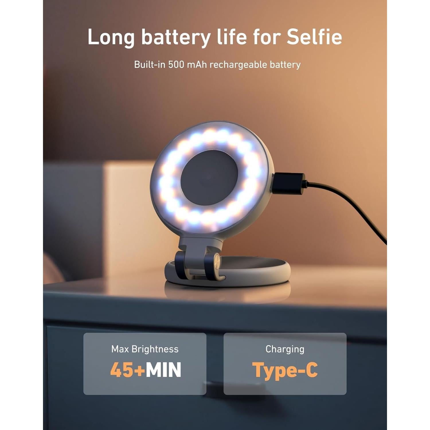 Luz de Selfie Magnética TELESIN con Espejo y LED 360°