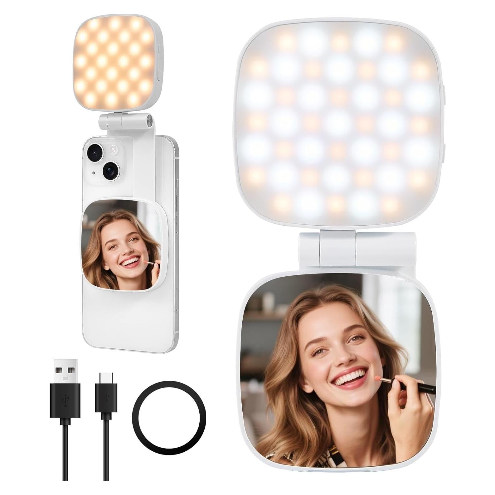 Luz de Selfie Magnética Kalofaye con Espejo y 360°