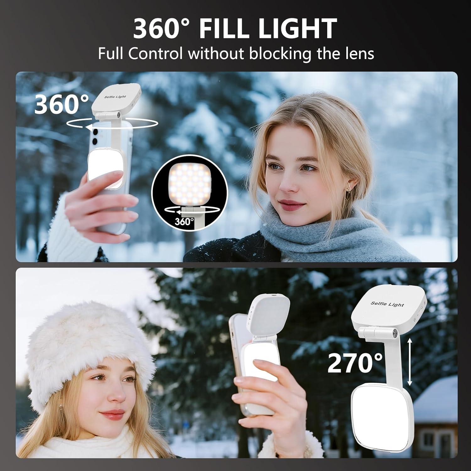 Luz de Selfie Magnética Kalofaye con Espejo y 360°