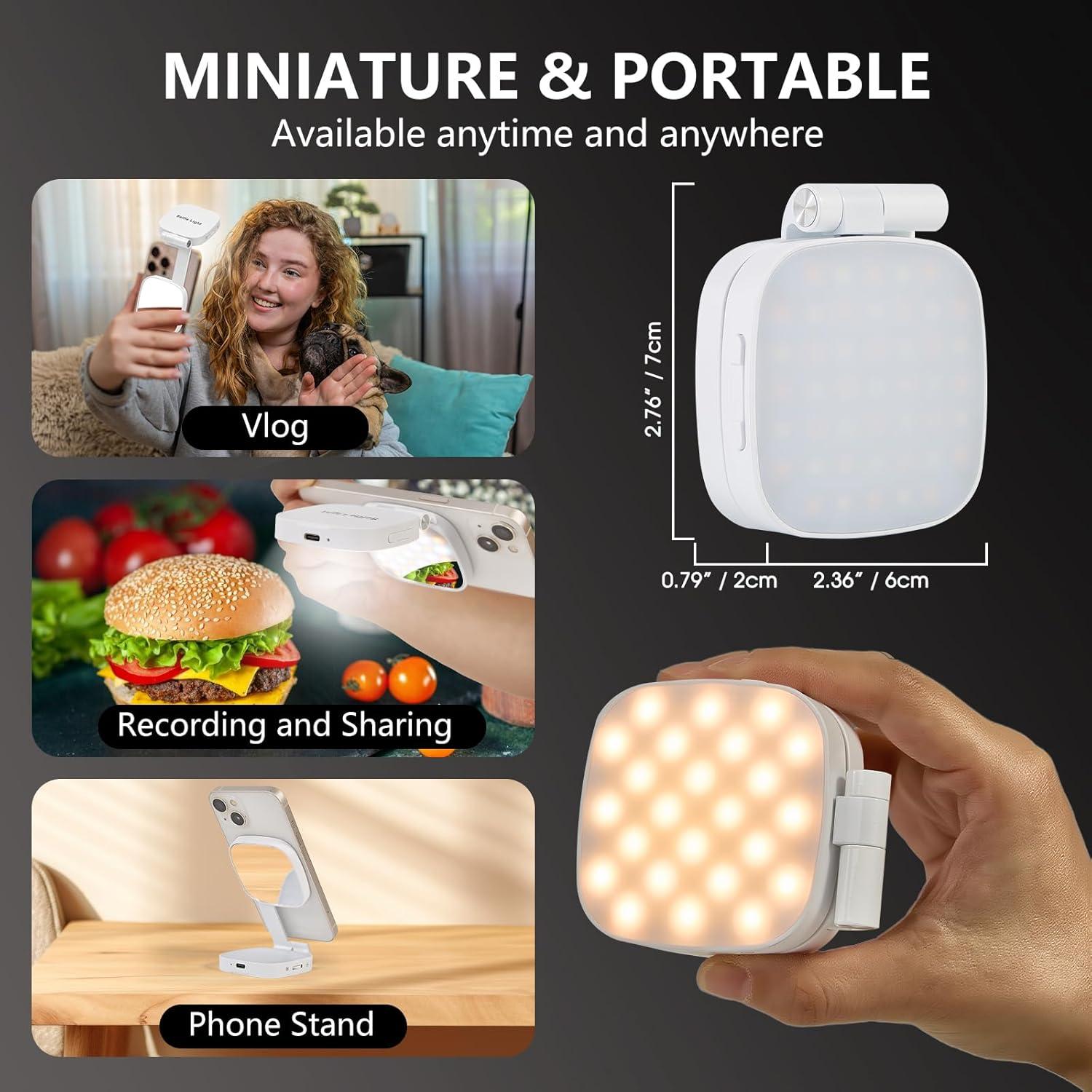 Luz de Selfie Magnética Kalofaye con Espejo y 360°