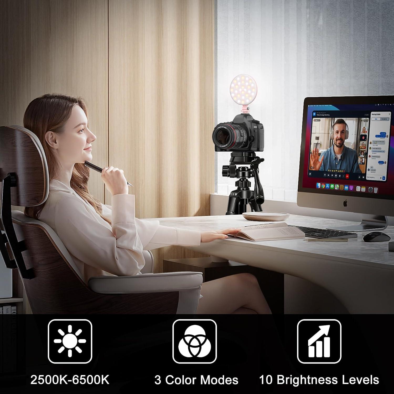 Luz de Video LED Hagibis 2500mAh Rosa, Regulable CRI97+