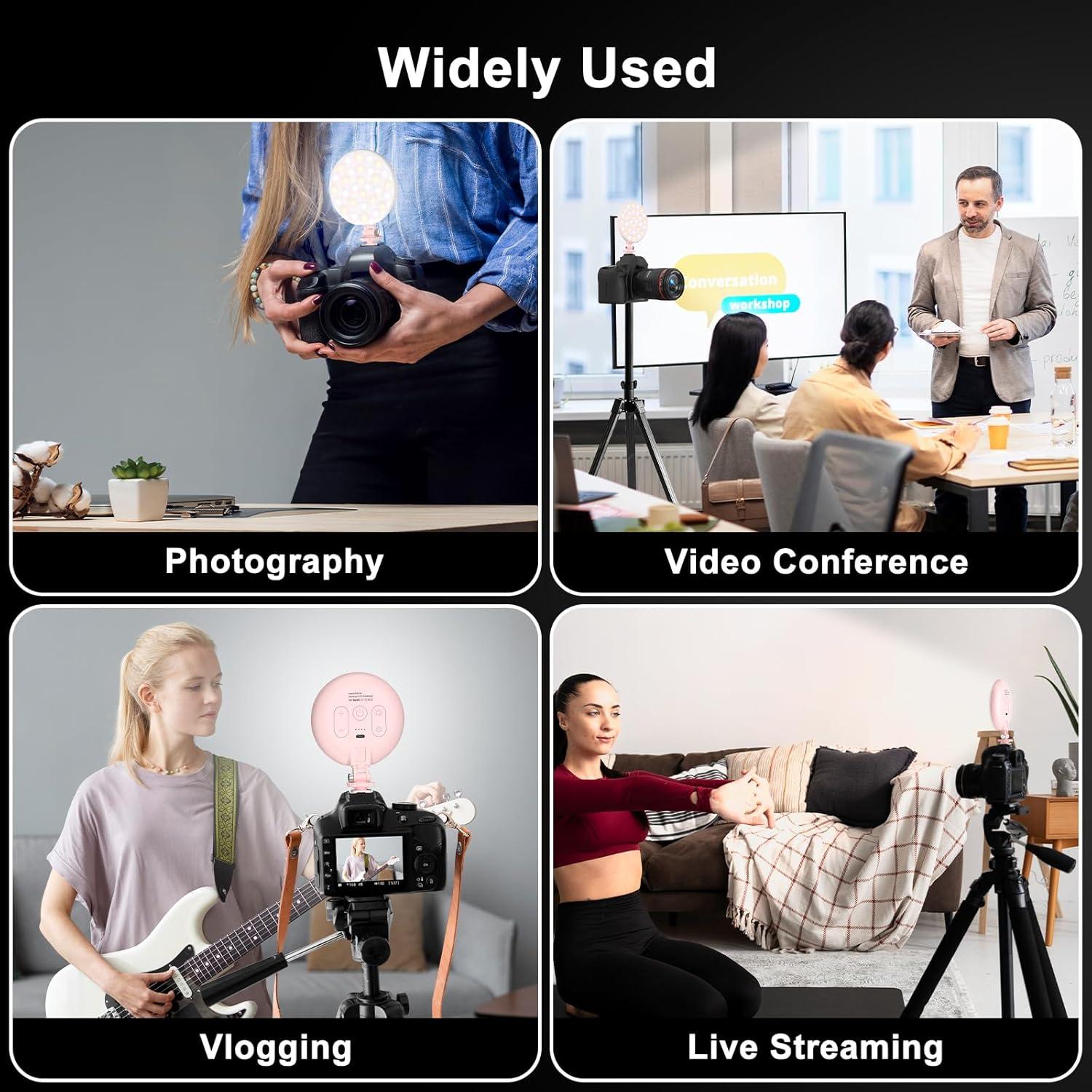 Luz de Video LED Hagibis 2500mAh Rosa, Regulable CRI97+