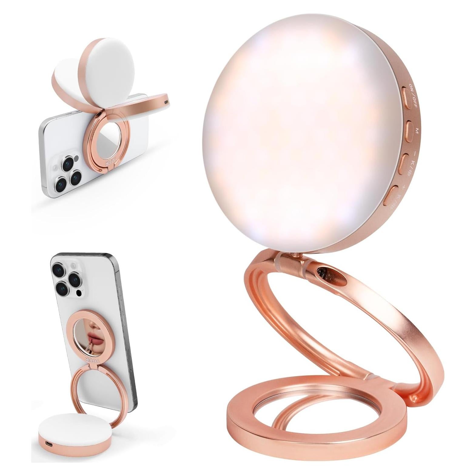 Luz Selfie Magnética YXFEIR con Espejo y Soporte, 45.72 cm