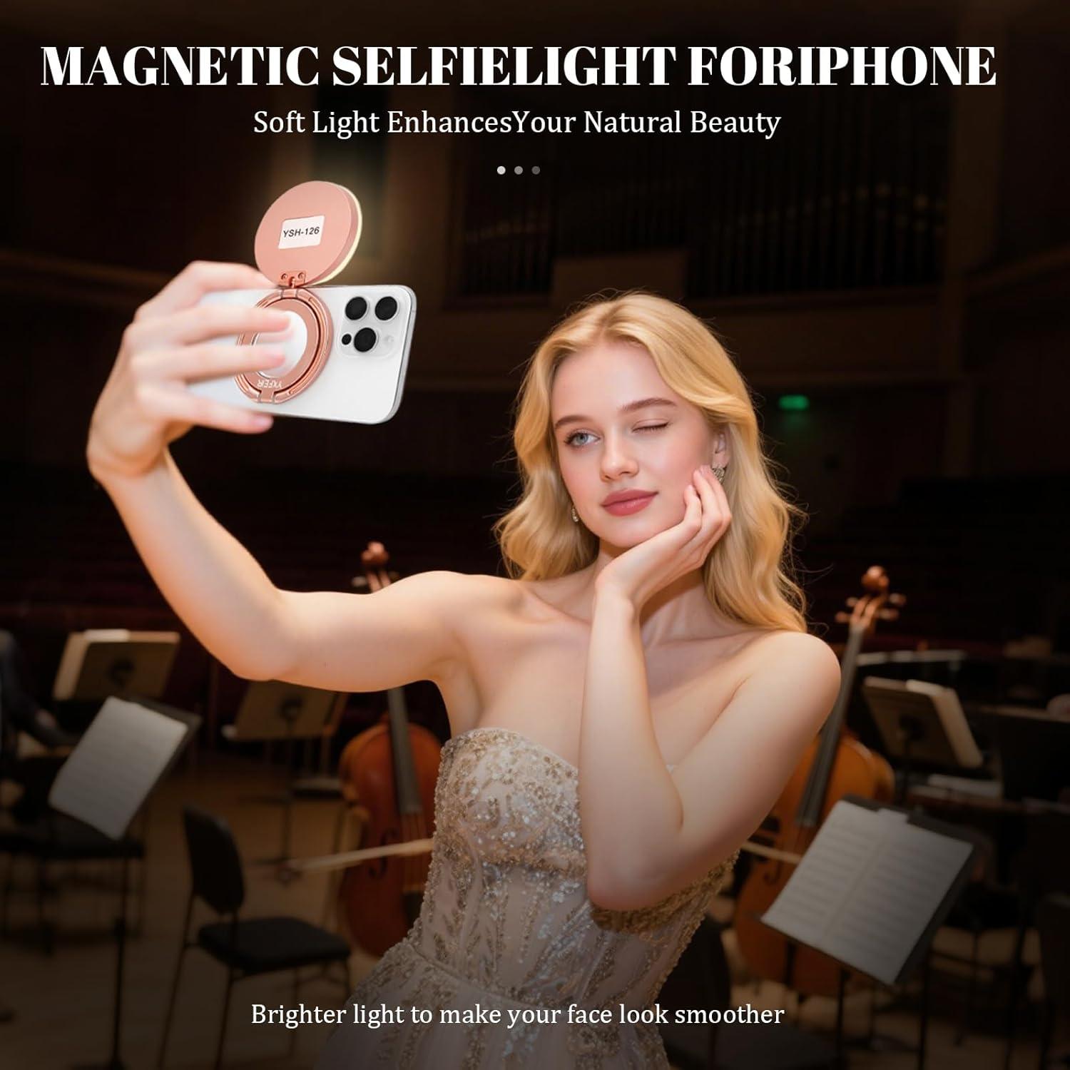 Luz Selfie Magnética YXFEIR con Espejo y Soporte, 45.72 cm