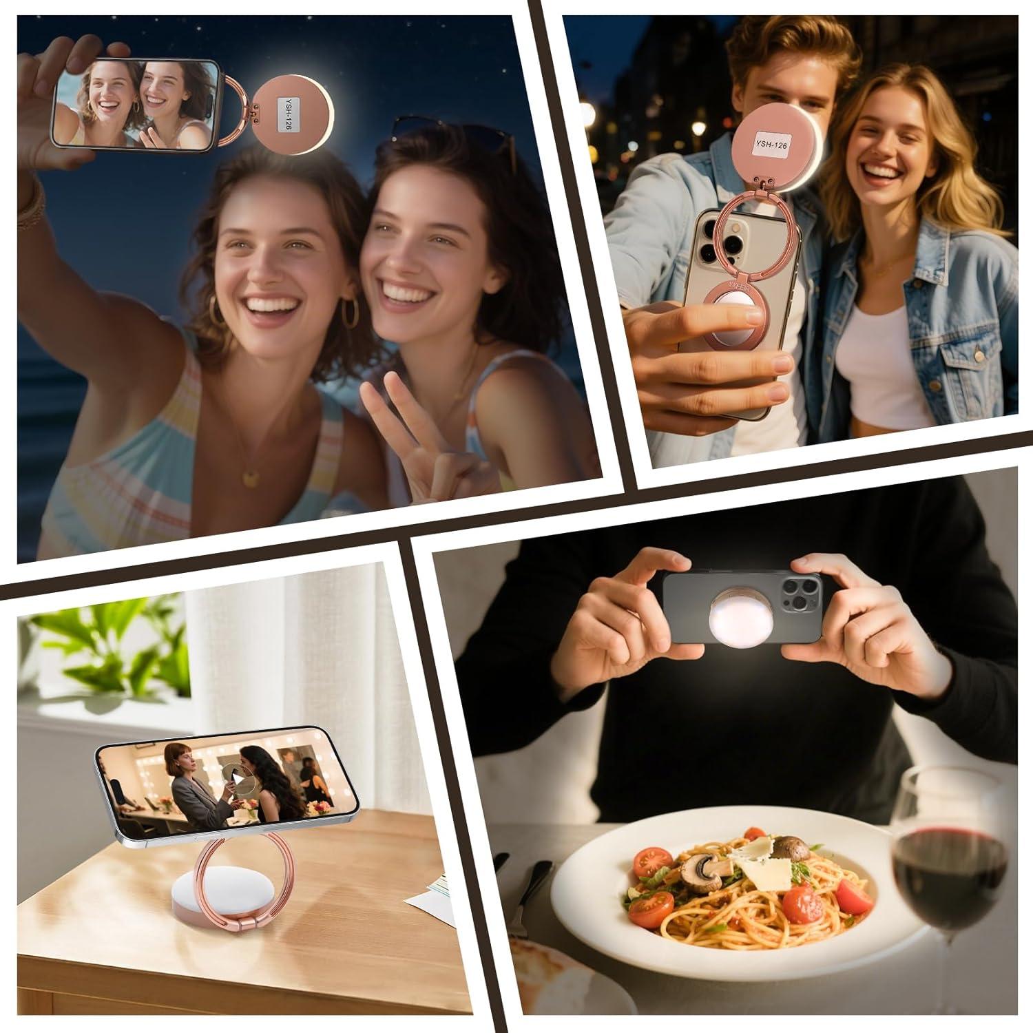 Luz Selfie Magnética YXFEIR con Espejo y Soporte, 45.72 cm