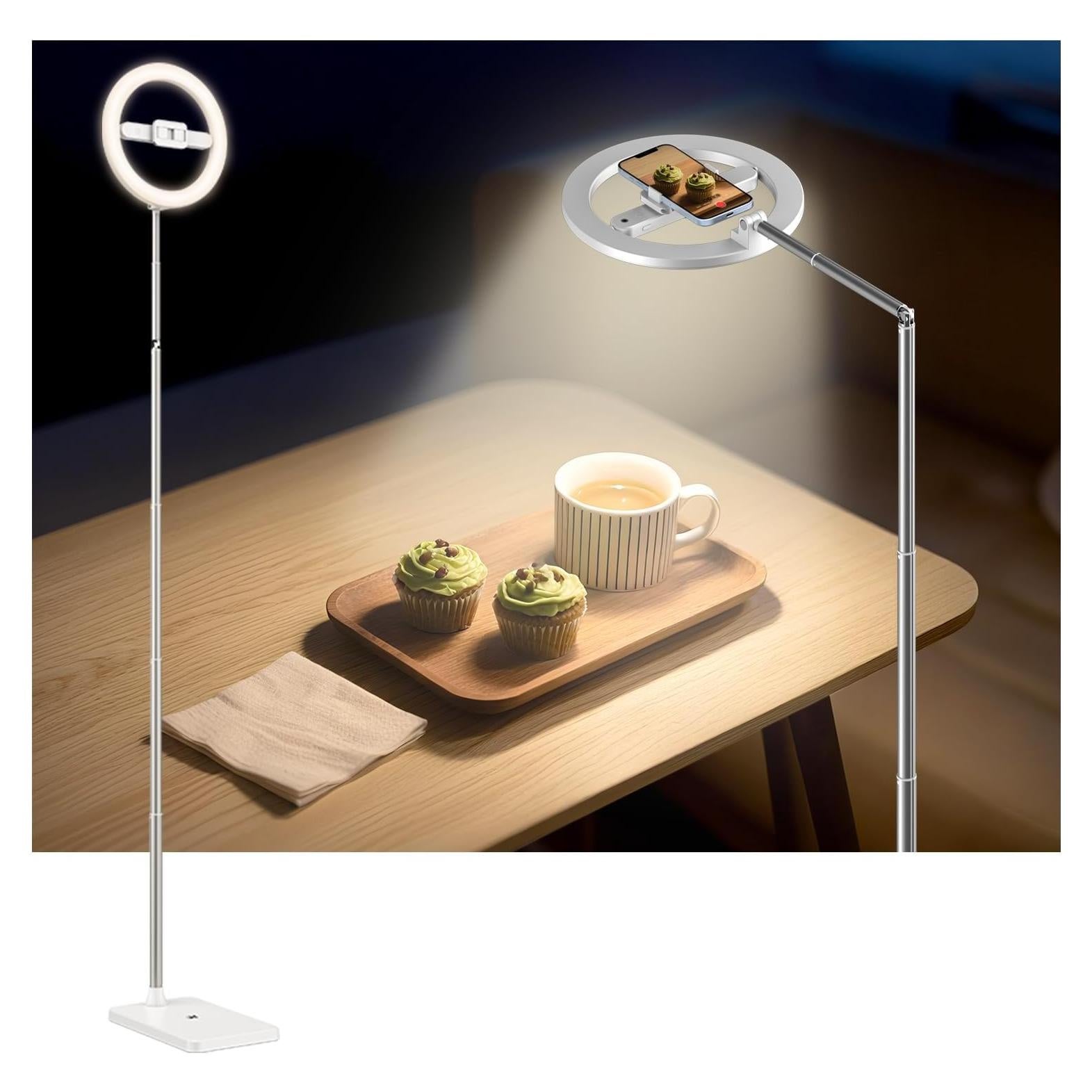 Soporte de Teléfono de Techo yAyusi con Luz Anular 68.5"