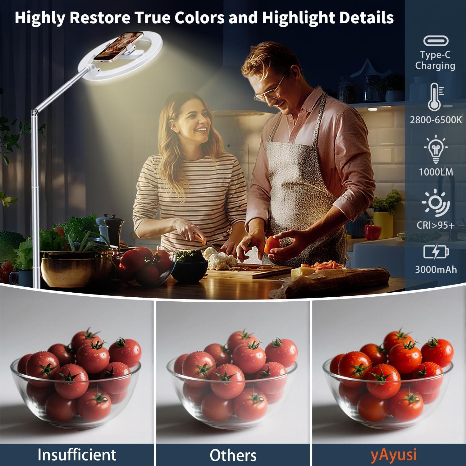 Soporte de Teléfono de Techo yAyusi con Luz Anular 68.5"